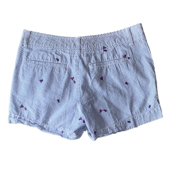 Lilly Pulitzer Seersucker Blue & White Striped Ladybug Embroidered Shorts - 6 - Picture 6 of 12